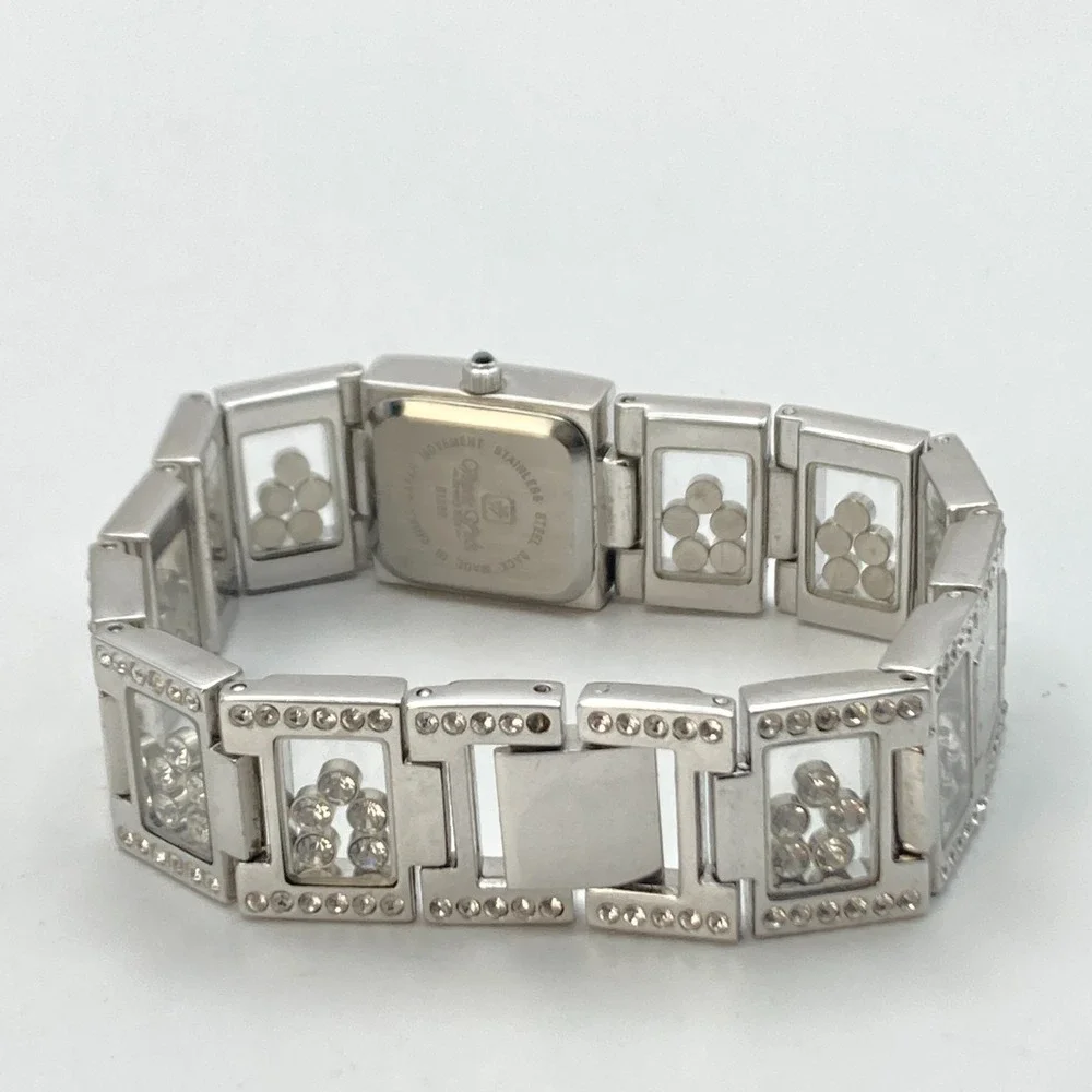 Victoria Wieck Women's Watch Silver Tone Floating Crystals New Battery 6.75